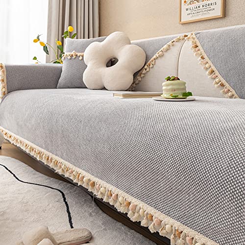 Aocase Samt Sofabezug Sofaschoner rutschfest 1 2 3 4 Sitzer, L Form Sofaüberwurf, Sofa Überzug Ecksofa Pets Dog Couch Überzug Couch Überzug Sofa Überwurf,Light Gray,90x210cm von Aocase