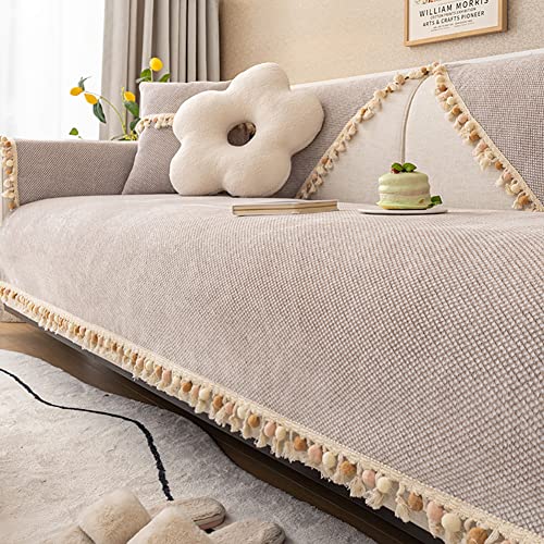 Aocase Samt Sofabezug Sofaschoner rutschfest 1 2 3 4 Sitzer, L Form Sofaüberwurf, Sofa Überzug Ecksofa Pets Dog Couch Überzug Couch Überzug Sofa Überwurf,Milk apricot,70x180cm von Aocase