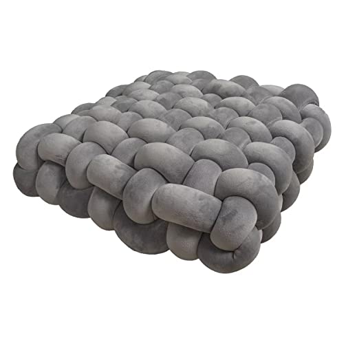 Dekoratives Dekokissen Knotenkissen Pillow Square Woven Chair Cushion Solid Color Cushion Sofa Back Plush Pillow Decorative Bay Window Cushion car Cushion,Light Gray,40×40×12CM von Aocase