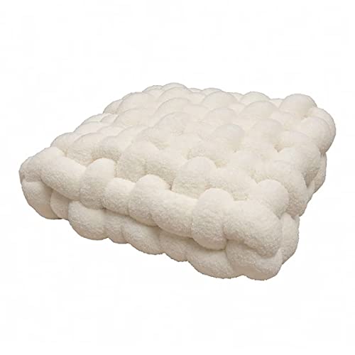 Kissen Deko Kuschelkissen Plüsch-Knoten-Ball-Kissen Geknotetes Kissen Knot Kopfkissen Dekokissen flauschig Zierkissen geflochten für Sofa, Bett, dekorativ,Milky White, 30×50×12CM von Aocase