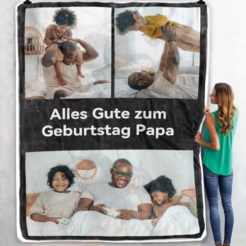 Aocase Geschenke für Männer und Frauen, Decke mit Foto, Kuscheldecke Fotodecke, Dankeschön Klein, Geburtstagsgeschenk Jahrestag Geschenk Papa, Flanell von Aocase