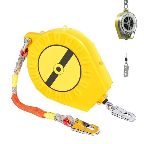 Aocay Höhensicherungsgerät 3m/5m/7m/10m/15m/20m, Zertifiziertes Absturzsicherung Einziehbar 150kg, Grün/Gelb Absturzsicherung Dachdecker für Einsätze in Großer Höhe(Gelb,3m) von Aocay