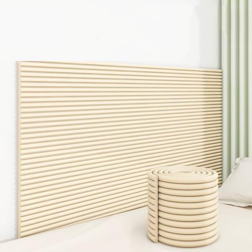 Aocet Wandpaneele Gepolstert, Autotür-wandschutz Garage/Bett/Kinderzimmer - Selbstklebend, Kantenschutz Kinder Wandkissen 200cm Polsterpaneel Wand Wandpolster Bett(Beige,2pcs) von Aocet