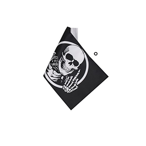 Piraten-amerikanische Flagge, Bandana, gekreuzte Knochen, Totenkopf, 15,2 x 25,4 cm, für Motorrad-Fahnenmast mit 3/8 Durchmesser, doppelseitiges Nähen, UV-beschichtete Flagge Ersatz von Aochuang