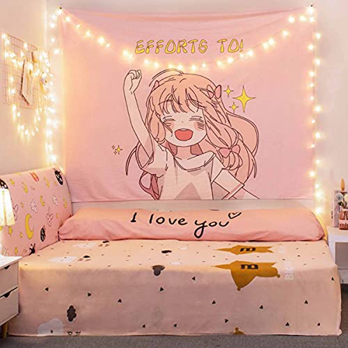 Aodafei Japanische Wandteppich Anime Pink Cute für Mädchen Zimmer Deko Wandbehang Kawaii Rosa Tapestry Wandtuch Wandteppich Psychedelic groß,200x150 cm NO LED von Aodafei