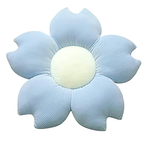 Aodafei Kissen Blumenform,Flauschige Weiche Blumen Kissen Form Sitzkissen Kinder,Kawaii Kissen Blumen Bodenkissen Sofa Kissen,Blau Kirschblüten Form Plüsch Blume Kissen,Φ40 cm von Aodafei