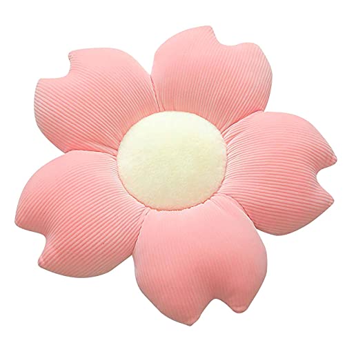 Aodafei Kissen Blumenform,Flauschige Weiche Blumen Kissen Form Sitzkissen Kinder,Kawaii Kissen Blumen Bodenkissen Sofa Kissen,Rosa Kirschblüten Form Plüsch Blume Kissen,Φ50 cm von Aodafei