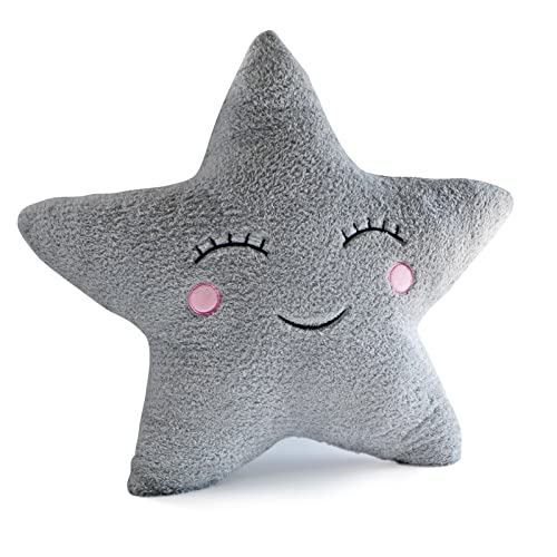 Aodafei Kuschelkissen Sternform, Kawaii Stern Kissen Deko Kissen Weiche Flauschig Dekokissen für Schlafzimmer Wohnzimmer Couch,Grau,50 cm von Aodafei