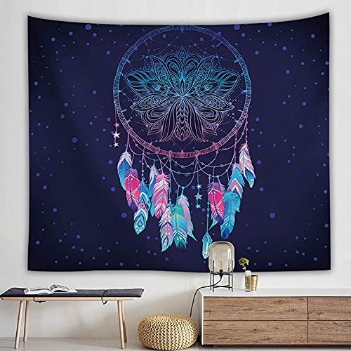 Wandteppich Traumfänger Lila Federn,Wandtuch Mandala Wanddeko Schlafzimmer Deko Boho Style Tapestry,Makramee Wandbehang Psychedelic Wand Tuch,200x150 cm von Aodafei
