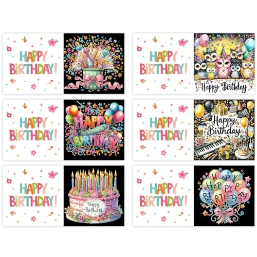 Aodejoy 6er Set Diamond Painting Geburtstagskarte Set Muttertag Motive Diamond Painting Karten mit Umschlag Segensgrußkarte Feiertagskarten Diamant Malerei Geschenk für Freunde,Familieie-#4 von Aodejoy