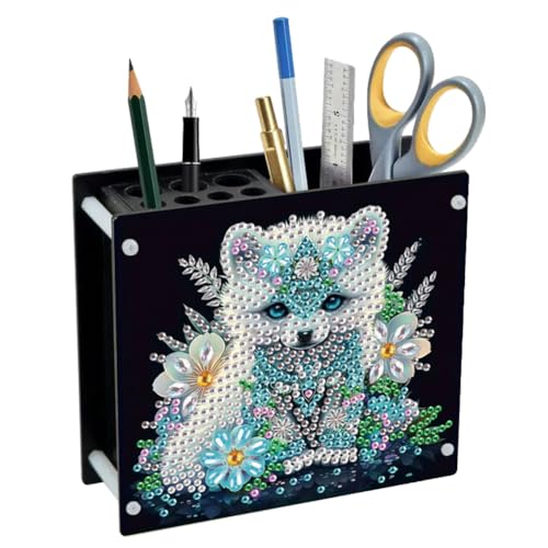 Aodejoy Büro Schreibtisch Organizer-Diamond Painting Stiftehalter Bleistifthalter Stifte Organizer Stiftebox Stifteköcher Desktop-Schreibtisch-Zubehör Bürobedarf Geschenke zur Abschlusszeit-wolf von Aodejoy