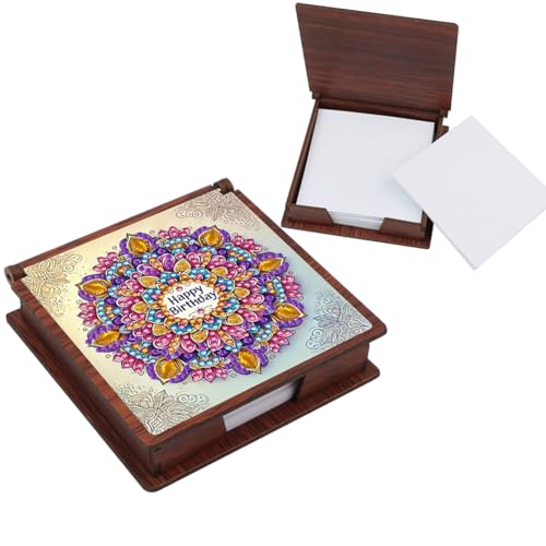 Aodejoy Diamond Painting Notizzettel Box,Zettelbox,Mini Zettelkasten,Notizzettel Halter,Haftnotizen Box,Aufbewahrung Organizer für Schreibtisch,Arbeitszimmer,Schreibtisch,Kinderzimmer-Mandala von Aodejoy