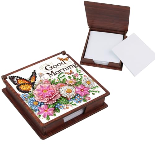 Aodejoy Diamond Painting Notizzettel Box,Zettelbox,Mini Zettelkasten,Notizzettel Halter,Haftnotizen Box,Aufbewahrung Organizer für Schreibtisch,Arbeitszimmer,Schreibtisch,Zuhause,Kinderzimmer-Blumen von Aodejoy