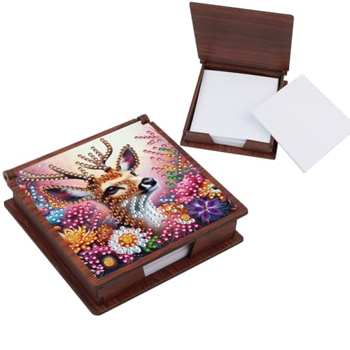 Aodejoy Diamond Painting Notizzettel Box,Zettelbox,Mini Zettelkasten,Notizzettel Halter,Haftnotizen Box,Aufbewahrung Organizer für Schreibtisch,Arbeitszimmer,Schreibtisch,Zuhause,Kinderzimmer-Hirsch von Aodejoy