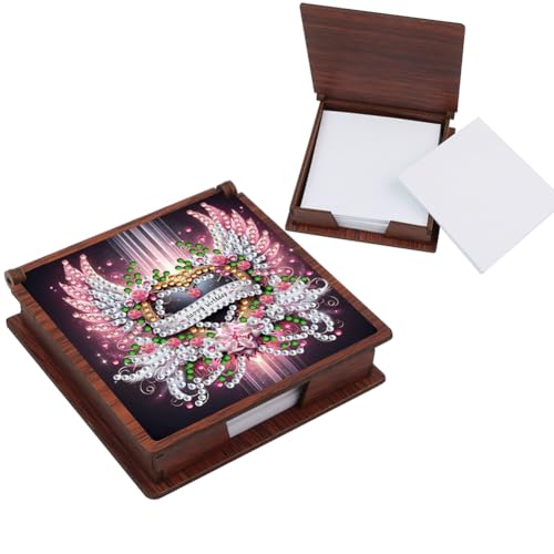 Aodejoy Diamond Painting Notizzettel Box,Zettelbox,Mini Zettelkasten,Notizzettel Halter,Haftnotizen Box,Aufbewahrung Organizer für Schreibtisch,Arbeitszimmer,Schreibtisch,Zuhause-Flügel-1 von Aodejoy