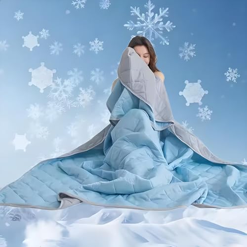 Aodejoy Kühldecke Sommerdecke,Ice Silk Cooling Blanket,Dünne Einfarbige Leicht Kühlfasern doppelseitige Selbstkühlende Decke Sommerkühldecken Atmungsaktive Weiche Reisedecke-Himmelblau 150x200cm von Aodejoy