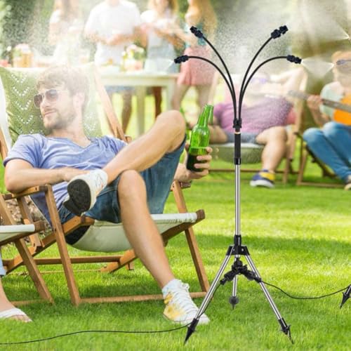 Aodejoy Stehend Sprühnebel Kühlung Bewässerungssystem,Wassernebel Kühlsystem mit 8m Wasserleitung,Garten Sprühsystem für Gewächshaus Sonnenschirm,Nebel Kühlsystem für Terrasse,Garten,Freien von Aodejoy