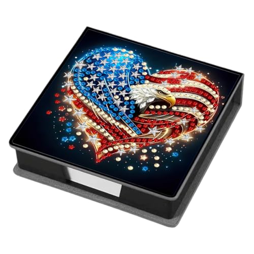 Aodejoy Zettelbox PU Leder, Diamond Painting Zettelkasten, Notizzettel Halter eckig für Bürozubehör, Schreibtisch, Schule, Zuhause, Abschlussgeschenk-Adler von Aodejoy