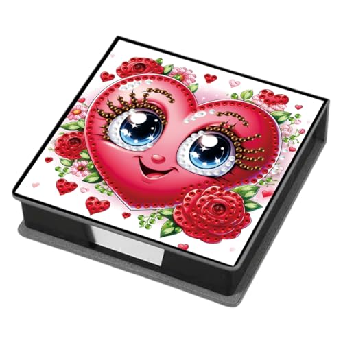 Aodejoy Zettelbox PU Leder, Diamond Painting Zettelkasten, Notizzettel Halter eckig für Bürozubehör, Schreibtisch, Schule, Zuhause, Abschlussgeschenk-Liebe von Aodejoy