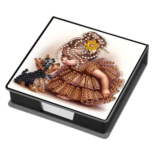 Aodejoy Zettelbox PU Leder, Diamond Painting Zettelkasten, Notizzettel Halter eckig für Bürozubehör, Schreibtisch, Schule, Zuhause, Abschlussgeschenk-Mädchen Welpe von Aodejoy
