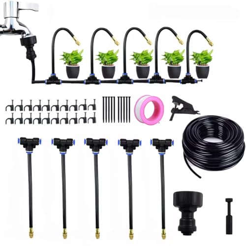 Bewässerungssystem Garten 360° Automatische Bewässerung Garten Schlauch,5M/10M/20M Nebelbewässerungskit,DIY Micro-Drip-System,Einstellbare Düse für Pflanzenbewässerung Balkontopf Gewächshaus (10M) von Aodejoy