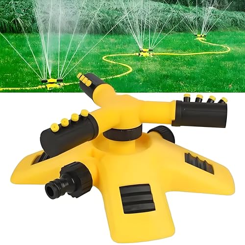 Garten Sprinkler,Automatische 360° Rotierende Rasensprenger,Kreisregner Rasensprenger Große Fläche,Gartensprenger,Wasser Sprinkler Bewässerungssystem Regner für Pflanzen,Blumen,Gemüse (Gelb) von Aodejoy
