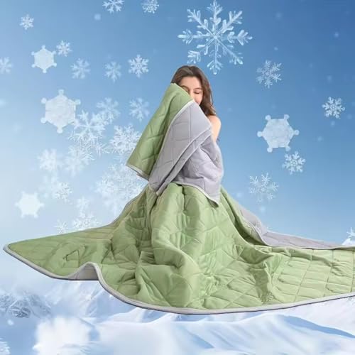 Kühldecke Sommerdecke,Ice Silk Cooling Blanket,Dünne Einfarbige Leicht Kühlfasern doppelseitige Selbstkühlende Decke Sommerkühldecken Atmungsaktive Weiche Wohndecke Reisedecke (Grün, 150x200cm) von Aodejoy