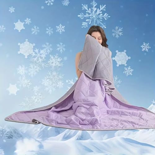 Kühldecke Sommerdecke,Ice Silk Cooling Blanket,Dünne Einfarbige Leicht Kühlfasern doppelseitige Selbstkühlende Decke Sommerkühldecken Atmungsaktive Weiche Wohndecke Reisedecke (lila, 100x150cm) von Aodejoy