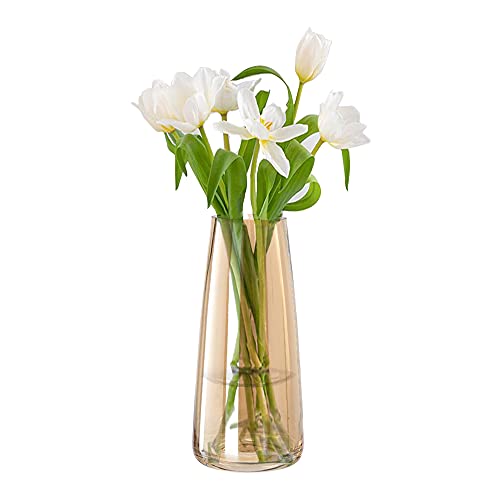 Aoderun Blumenvase Glas Vasen Deko 22cm Hoch Braun Vase für Pampasgras Kleine Vasen für Tischdeko Handgefertigte Vase für Home Esstisch von Aoderun