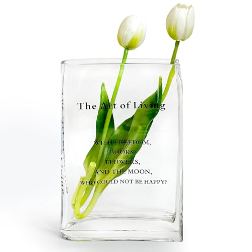 Aoderun Buchvase für Blumen, klare Glasvase für Buchliebhaber, einzigartige Blumenvase für Bücherregal, Wohnzimmer, Esszimmer, Couchtisch, Küche, Büro, Heimdekoration von Aoderun