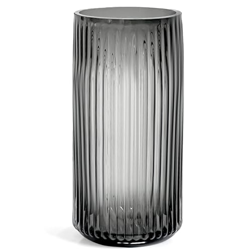 Aoderun Glas Blume Vase 10 Zoll gerippte Vase Riffelglas Vase für Wohnzimmer Esszimmer und Couchtisch Küche Büro Home Regal Hochzeit Party Dekor von Aoderun