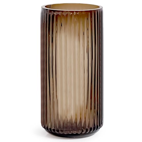 Aoderun Glas Blume Vase 7.5 Zoll gerippte Vase Riffelglas Vase für Wohnzimmer Esszimmer und Couchtisch Küche Büro Home Regal Hochzeit Party Dekor von Aoderun