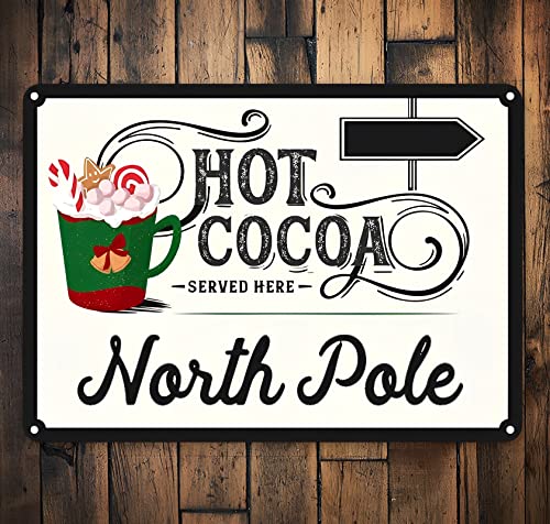 Aoevc Hot Chocoate Bar Blechschild – Hot Cocoa Bar Hot Cocoa Schild Weihnachtskranz Dekor Retro Blechschild Vintage Metall Blechschild Dekor Geschenke für Mädchen Wohnzimmer Dekorationen Metall von Aoevc