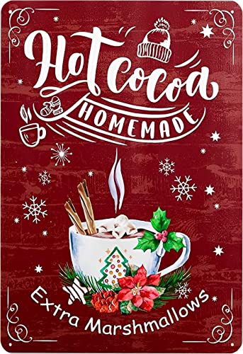 Aoevc Hot Cocoa Homemade Extra Marshmallows Vintage Blechschild Bibliothek Cafe Wohnzimmer Küche Zuhause Kunst Wanddekoration Schild Geschenk Metall Blechschild 15,2 x 20,3 cm von Aoevc