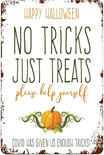 Aoevc Trick or Treat Schild Lustiges Halloween Candy Please Take One Help Yourself Social Distance Veranda-Schild Blechschilder für Küche 20,3 x 30,5 cm von Aoevc