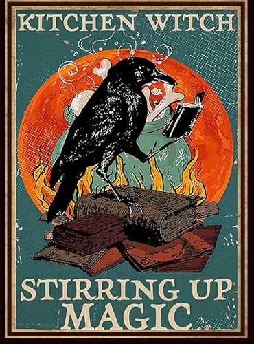 EYSL Kitchen Witch Stirring Up Magic Metal Tin Sign Witch Metal Tin Sign Witchcraft Metal Tin Sign Witch Art Witch Decor Witch Gift Witch Home Decor Art Metal Tin Sign 6x8 Inch von Aoevc