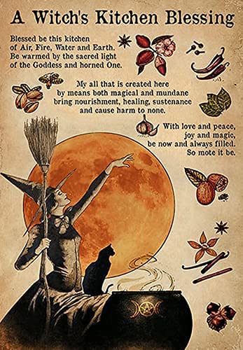 Kitchen Witchery Lustige Dekoration Wand Hexen Magisches Wissen Kunst Geschenke Home Decor Metall Blechschild Poster Wandschild 20,3 x 30,5 cm von Aoevc
