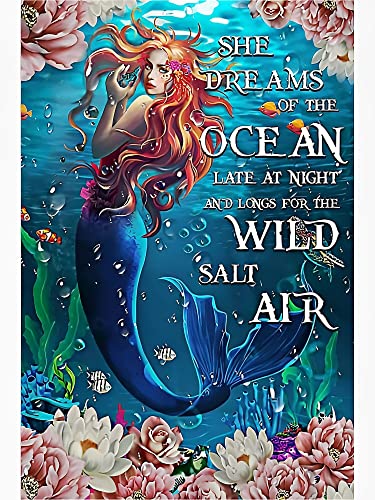 Metall-Blechschild mit Meerjungfrau-Motiv "Wild Salt Air", 20,3 x 30,5 cm von Aoevc