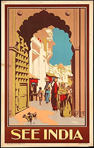 See India 1910 Vintage Indien Poster Retro Blechschild Wanddekoration Männerhöhle Home Pub Metallschild 30,5 x 20,3 cm von Aoevc