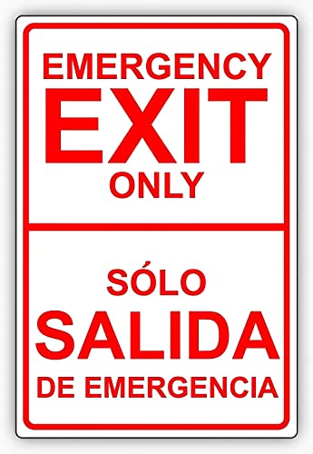 Sicherheitsschild "Emergency Exit Only" Sólo Salida De Emergencia Englisch Spanisch Zweisprachige Wandkunst Warnung Vorsicht Blechschilder 20,3 x 30,5 cm von Aoevc