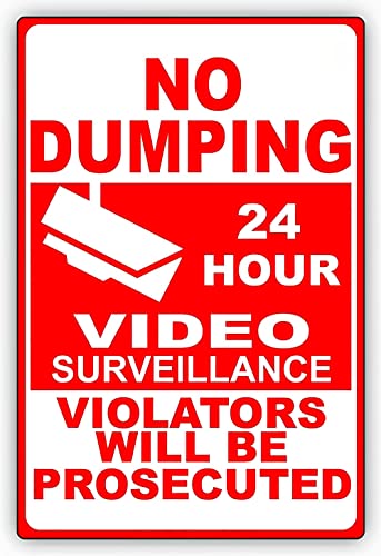 Sicherheitswarnschilder "No Dumping 24 Hour Video Surveillance Violators Will Be Prosecuted Restriction Caution Warning Notice" Aluminium Metall Blechschild Platte 15,2 x 20,3 cm von Aoevc