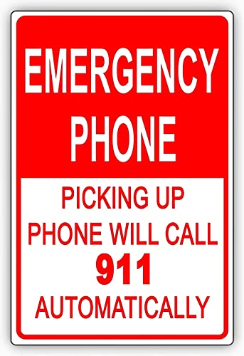 Warnschild Emergency Phone Picking Up Phone Will Call 911 Automatically Safety Road Sign Business Sign Aluminum Metal Tin Sign 8x12 Inch von Aoevc
