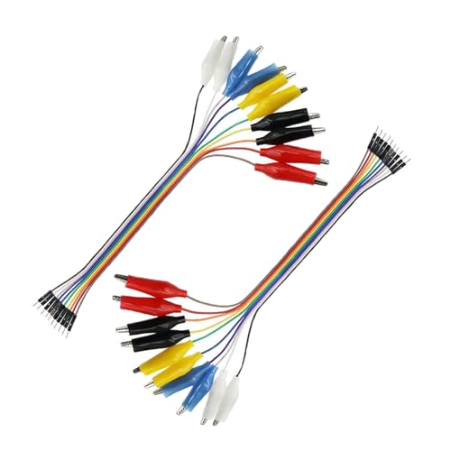Aofan 2x10 Pin 20cm Breadboard Krokodilklemmen-Jumper,Gator auf Stecker,Überbrückungskabel,für Netzteil,LED-Streifen, Multimeter, Arduino Lilypad und Raspberry Pi von Aofan