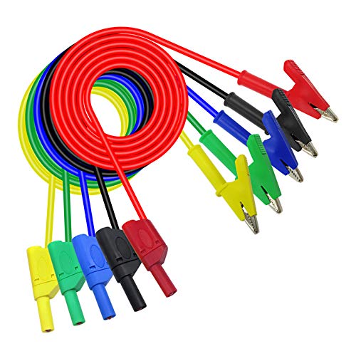 Aofan 5er-Pack bunter 4 mm Multimeter-Messleitungen mit stapelbaren Bananensteckern & Krokodilklemmen (1 m) - Elektrotestzubehör von Aofan