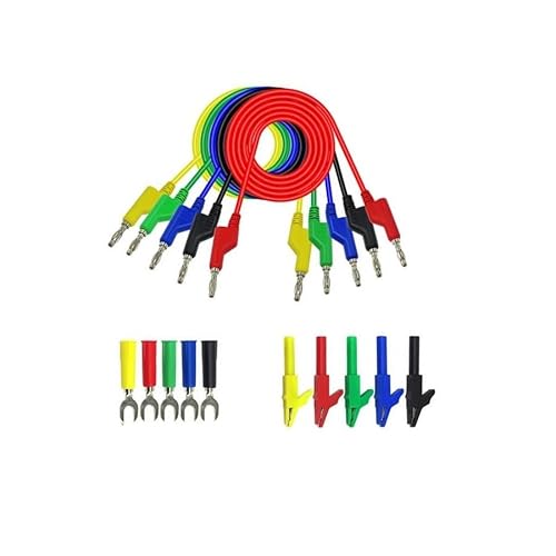 Aofan 15-teiliges Multimeter Prüfkabel Set: Enthält 5x 4mm Bananenstecker-Kabel, 5x Krokodilklemmen, 5x U-förmige Testspitzen von Aofan