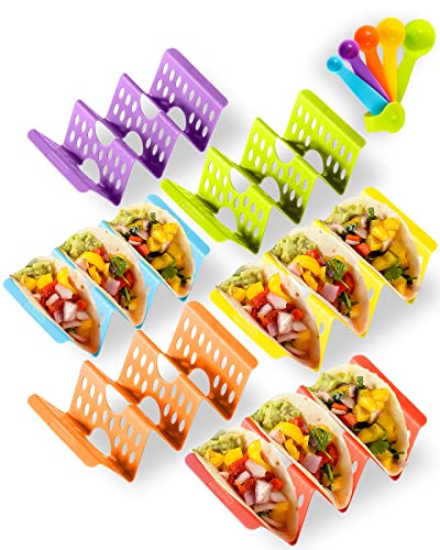 Premium Großer Taco-Halter Ständer, bunte Taco-Halter Set von 6 oder 4, Taco-Ständer für 3 Tacos, weiche oder harte Taco-Muschelhalter, spülmaschinen- und mikrowellengeeignet, Taco Tuesday von Aofure