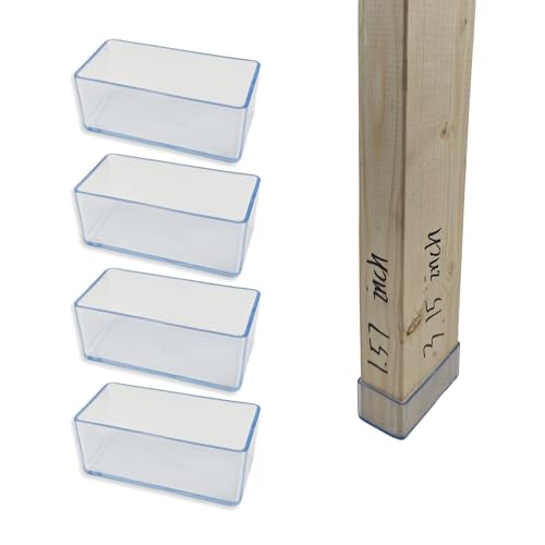 2 x 4 Holzpfosten-Endkappen – 4 Stück 4 x 8,9 cm Pfostenkappen (3,8 x 8,9 cm), PVC-Bodenschutz, wasserdicht und reibungsfrei, geeignet für Tischbeine, Stuhlbeine, Armlehnen und anderes Holz von Aogigigio
