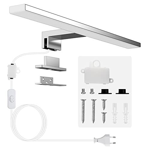 Aogled LED Spiegelleuchte mit Schalter 40cm,10W Badezimmer Lampe Wand Kaltweiß 6500K＆820LM IP44 Wasserdicht,230V Schrank Beleuchtungen LED Klasse II von Aogled