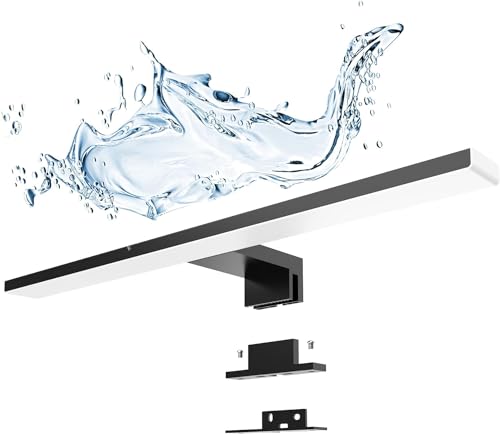 Aogled Led Spiegelleuchte 40cm 10W 4000K,Badezimmerlampe Wand Beleuchtungen 230V Neutralweiß 820LM IP44 Wasserdicht,Klasse II,Schwarz von Aogled