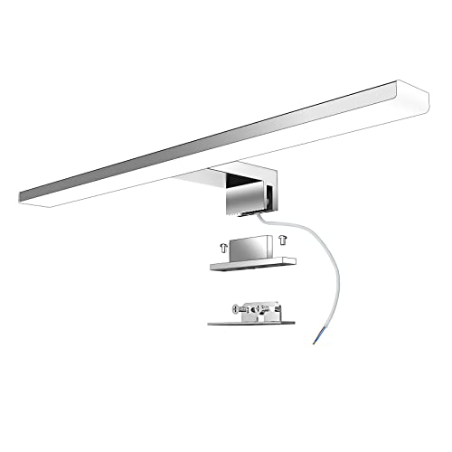 Aogled Led Spiegelleuchte Badezimmer 40 cm 10W 820LM 230V Neutralweiß 4000K,Edelstahl Slim Bad Spiegelleuchte,Klemmplatte am Spiegel/Schrank/Wandbeleuchtung 400mm von Aogled